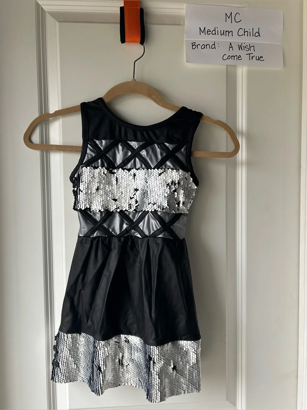 Black & Silver Sequin Kids Costume Dress size medium